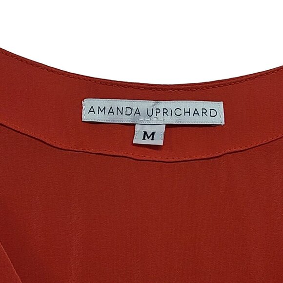 Amanda Uprichard Dress Womens Medium Orange Silk Sleeveless Drop Waist C… - Picture 5 of 7